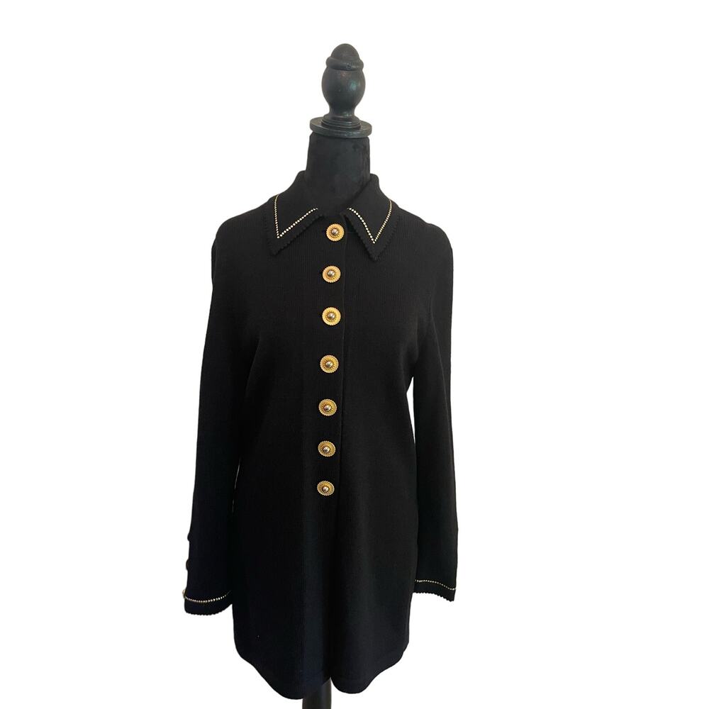 Vintage JSS Black Knit Wear Jacket sz S Wool blend USA Classic Womans
